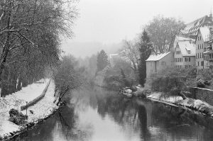 Hölderlinturm in Tübingen im Winter